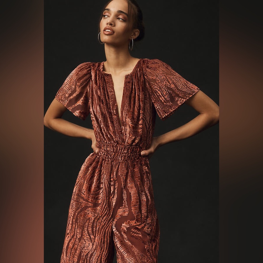 Anthropologie The Somerset Jumpsuit Velvet Burnout Edition - Picture 4 of 4
